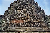 Angkor - Banteay Samre, South Gopura of the second enclosure, south (outher) side, fronton with Hanuman, Rama and wounded Lakshmana.